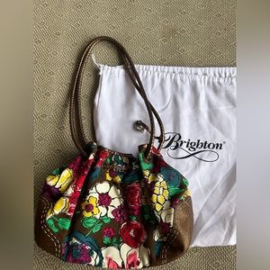 brighton floral leather canvas purse